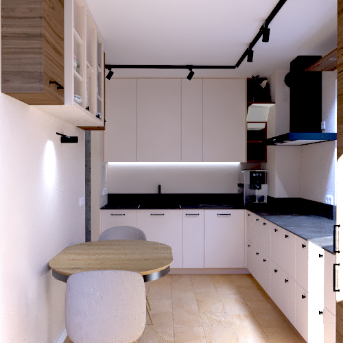 alt="nowoczesna kuchnia wydzielona z salonu – aranżacja wnętrz Bydgoszcz"