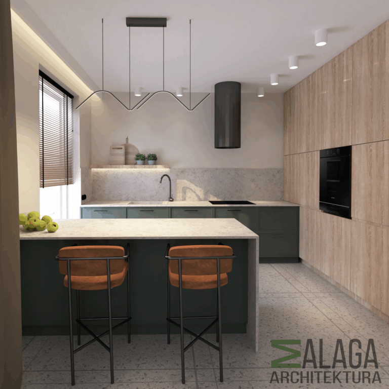 Minimalistyczna kuchnia w kolorach ziemi w kujawsko-pomorskim